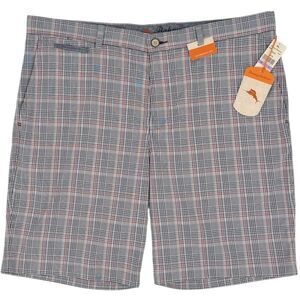 NWT Tommy Bahama Men's Glen Tech Plaid Golf Casual Shorts Coal Waist 38